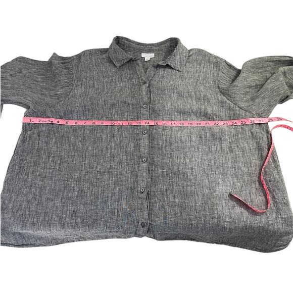 J.Jill Love Linen 100% Linen Button Front Top Gray Size 3X Classic Minimalist - Picture 7 of 10